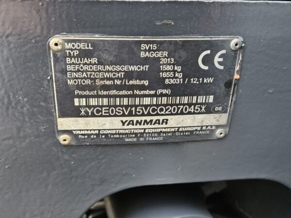Yanmar SV15, 1,5T, 2013 – Image 4